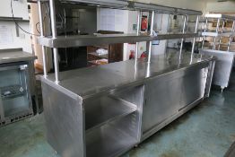 * A 240V S/S Heated Warming Station with Illuminated Plate (Meal) Store Bench (H 95cm, W 3 metres, D