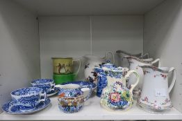 Five Shelves to include an Assortment of Porcelain including Matching Chamber Pot, Wash Basin, Jug