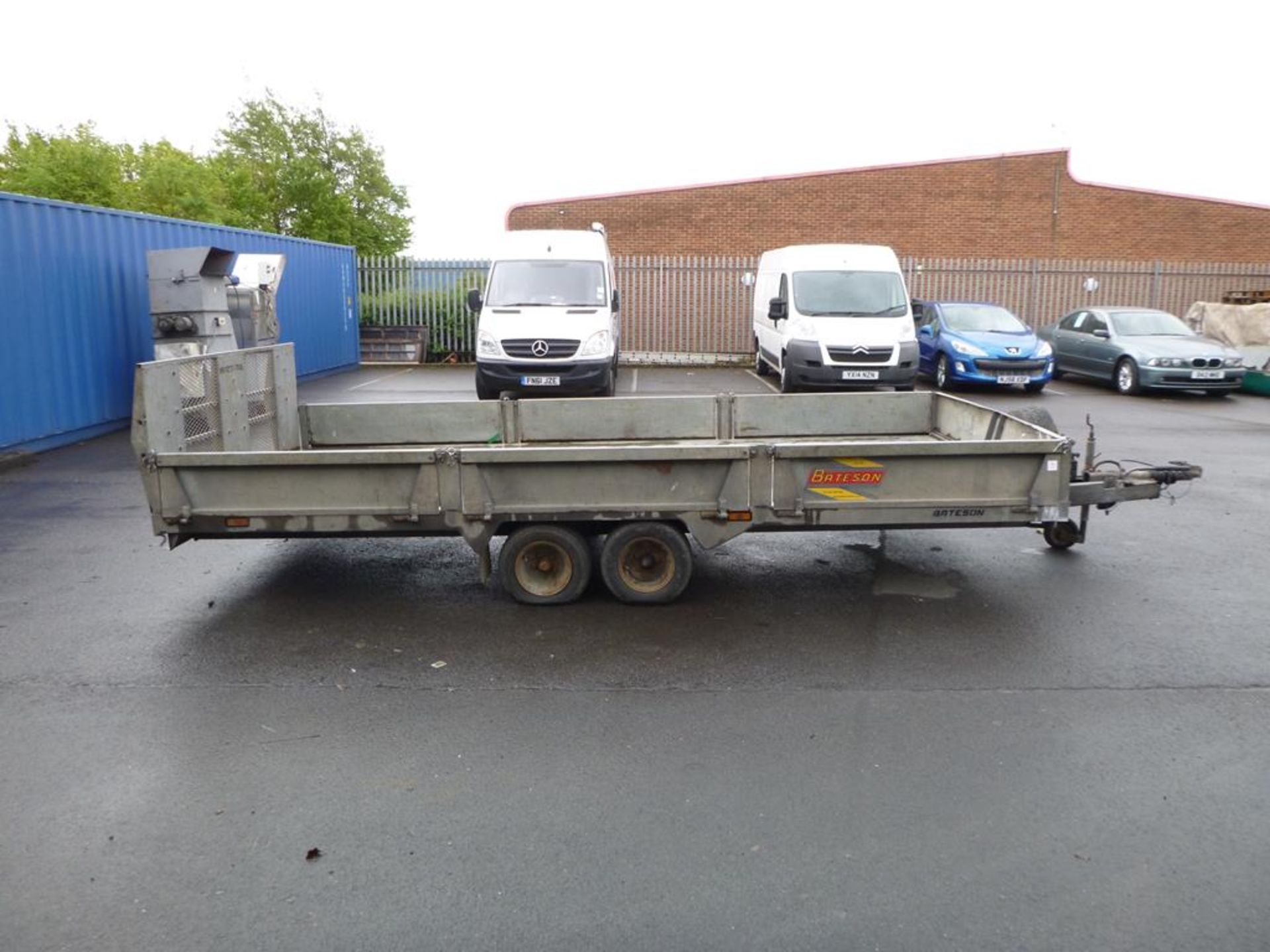 * A Bateson Twin Axle Tilt Bed Car/ Plant Trailer with Galvanised Body and Drop Down Sides, Spare W