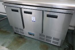 * A 240V Polar Three Door Refrigeration Stainless Steel Unit Model G622 S/N G622061736 (H 88cm, W