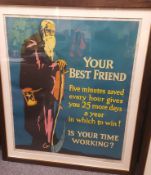 * A Mather & Company framed motivational Poster 'Your Best Friend' - 'Five minutes saved every