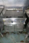* Electrolux S/S Gas Powered Two Pan Fryer (H 85cm, W 70cm, D 70cm). This lot is Buyer to Remove.