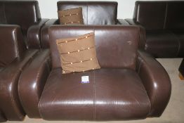 * Brown Two Two Seat Faux Leather Settees with Scatter Cushions. This lot is Buyer to Remove. This