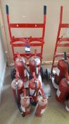 Fire trolley, with 6 x various fire extinguishers