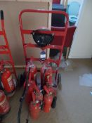 Fire trolley, with 7 x various fire extinguishers