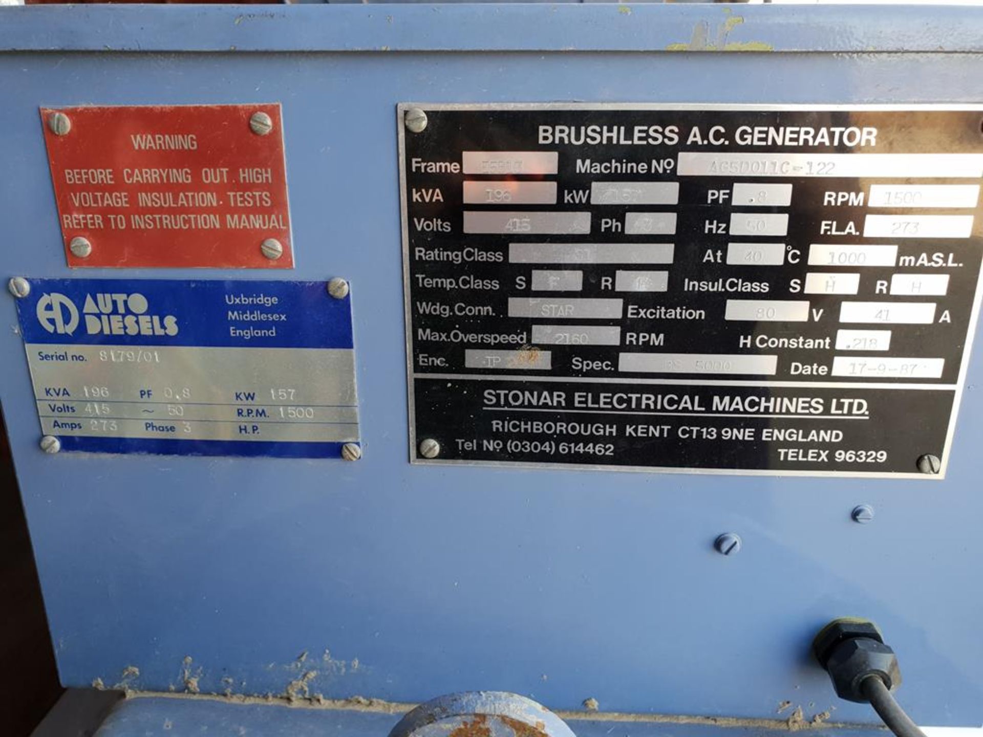 Cummins/ Stonar 196 KVA Standby Generator. - Image 4 of 7