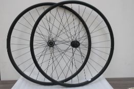 A Pair of New Unbranded Black Wheels fitted with an HB-TX505 China VIA Front Hub and an FX-TX505 Chi