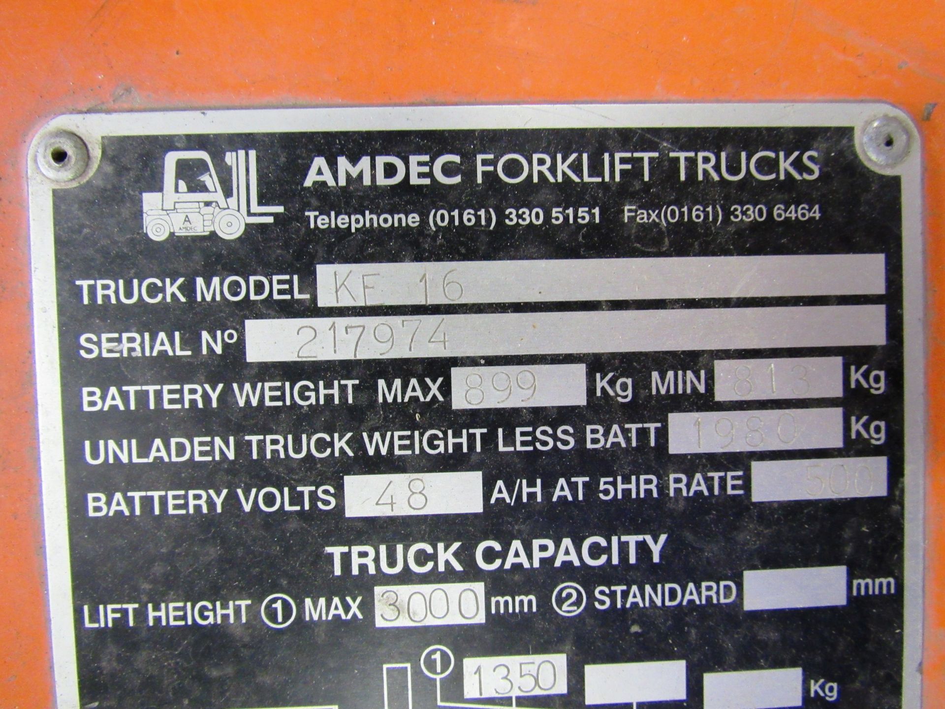 Jungheinrich Boss AMDEC KE16 Forklift Truck, 1350kg, 7478 hours, 3000 mm lift duplex mast, side - Image 7 of 10