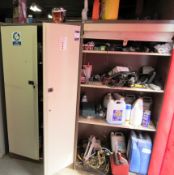3 steel cupboards and contents