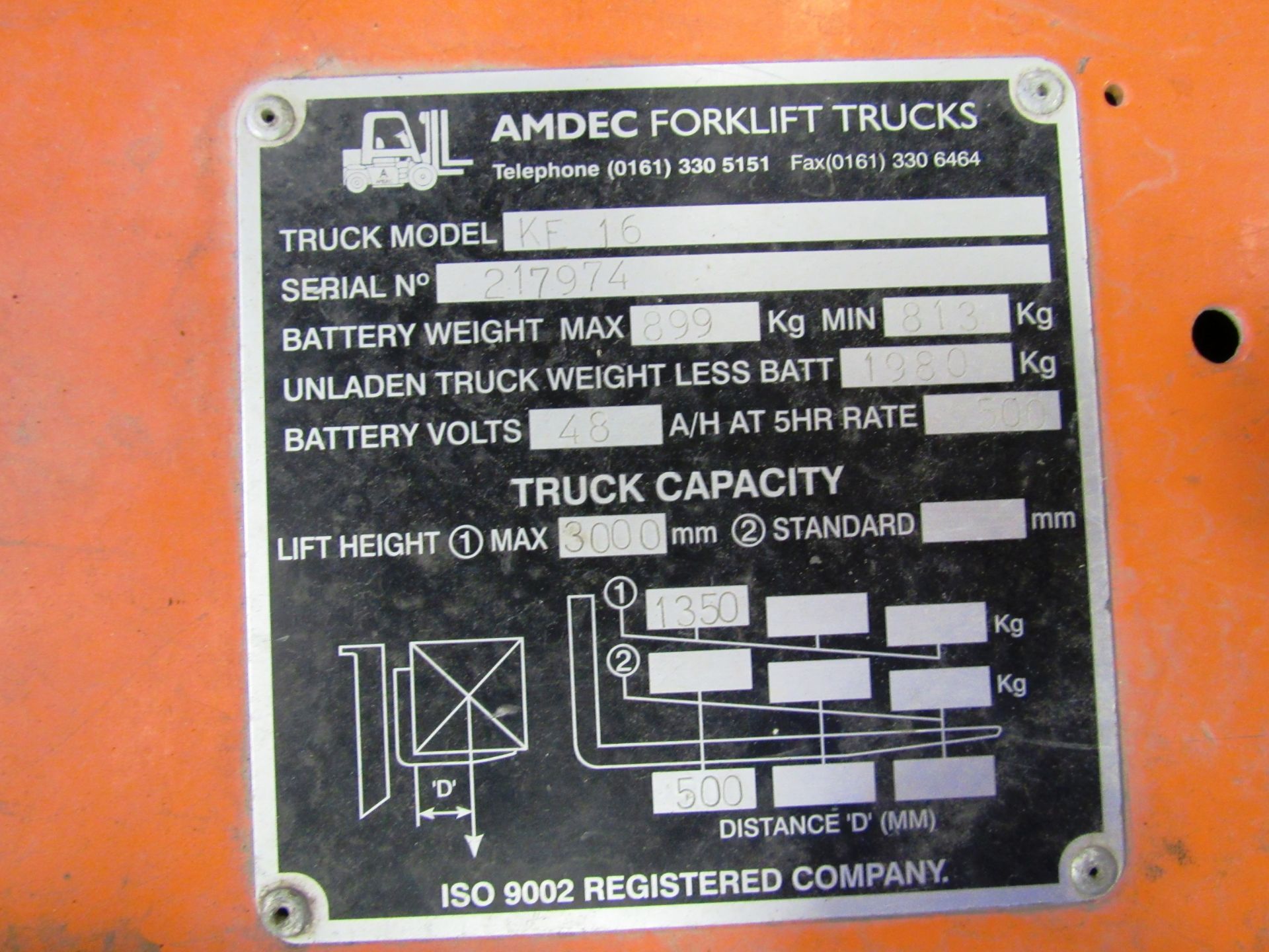 Jungheinrich Boss AMDEC KE16 Forklift Truck, 1350kg, 7478 hours, 3000 mm lift duplex mast, side - Image 6 of 10