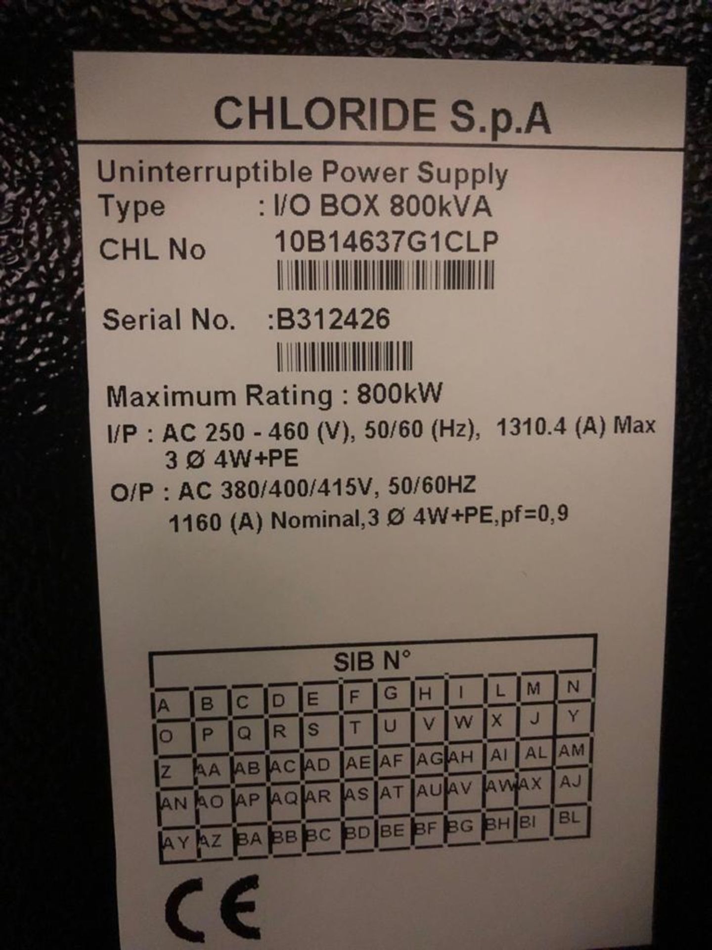 Chloride Trinergy Type I/OBOX 800 KVA Uninterruptable Power Supply. - Image 2 of 7