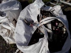 Contents of 3 x tonne bags and wooden chest containing scaffold couplings and fixings