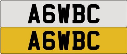 Registration Number A6WBC. A Transfer Fee of £80 is payable on top of a winning auction bid by the