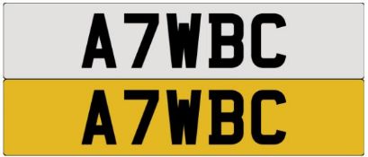 Registration Number A7WBC. A Transfer Fee of £80 is payable on top of a winning auction bid by the