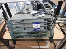 Cisco Rack comprising 3 Cisco 2800, 2 Cisco catalyst 3550 switches