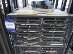 HP C3000 blade enclosure containing 8 HP BL460C G7 server blades