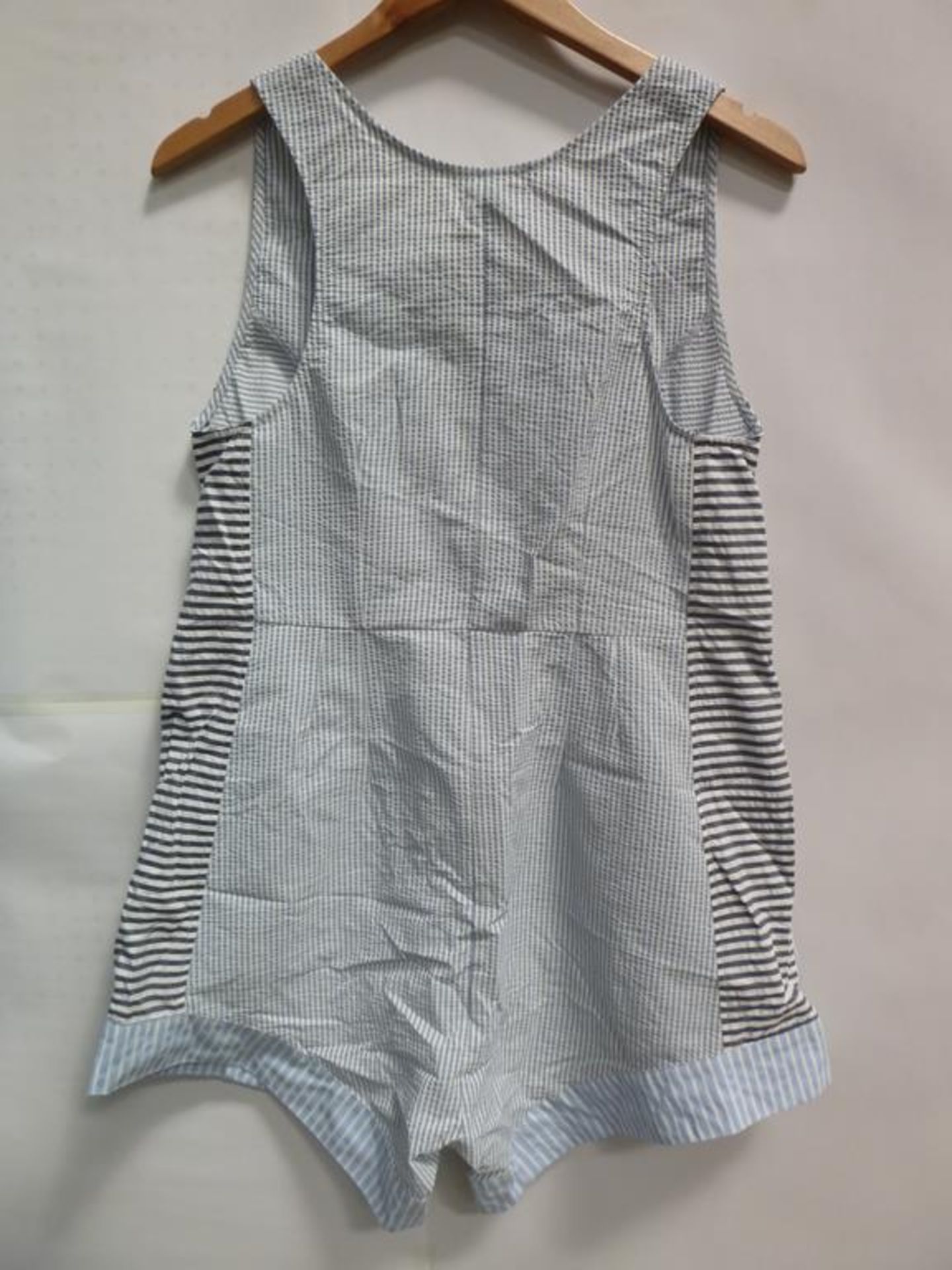 A Linen Patti Blue Shirt (L), a Blue and White Playsuit (L), a Patti Print Sleaveless Shirt (M) - Image 3 of 3