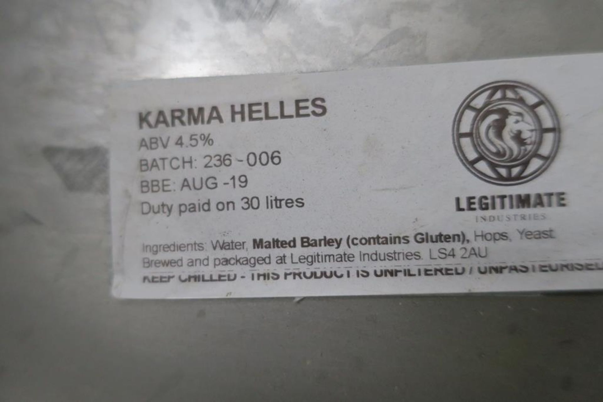 30L Keg of Karma Helles Lager - Image 2 of 2