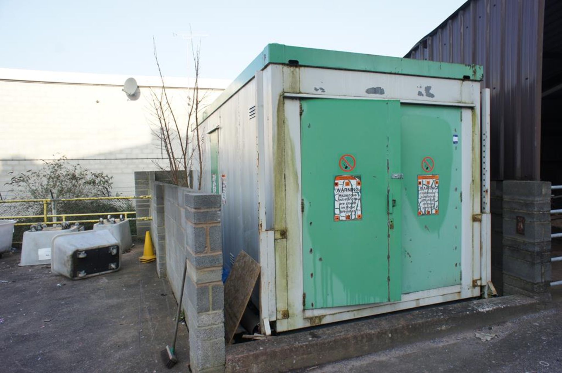 Steel Chemical Store 20ft x 8ft with double door / pedestrian door access, bunded floor and