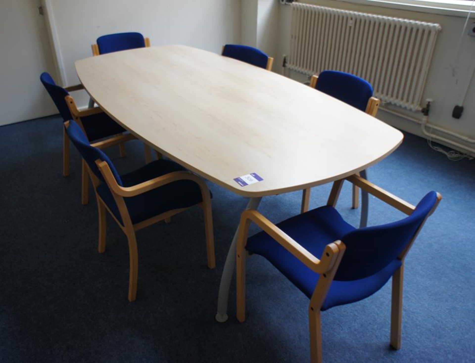 * Beech Effect Meeting Room Table 2400x1200mm with 6 Upholstered Meeting Chairs Photographs are