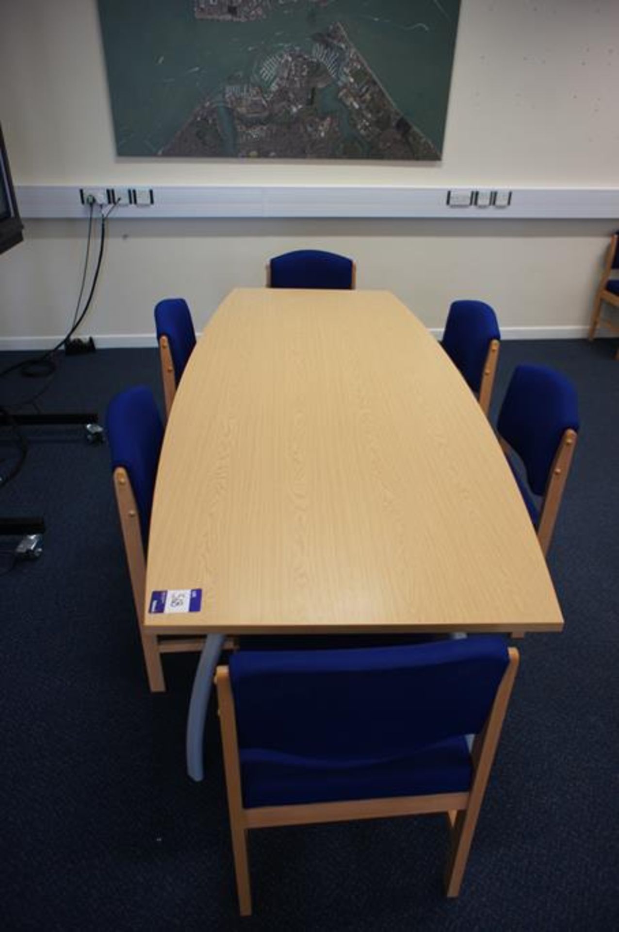 * Oak Effect Meeting Room Table 2400x1000mm with 6 Upholstered Meeting Chairs Photographs are - Image 2 of 3