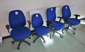 * 4 Various Upholstered Mobile Office Chairs Photographs are provided for example purposes only