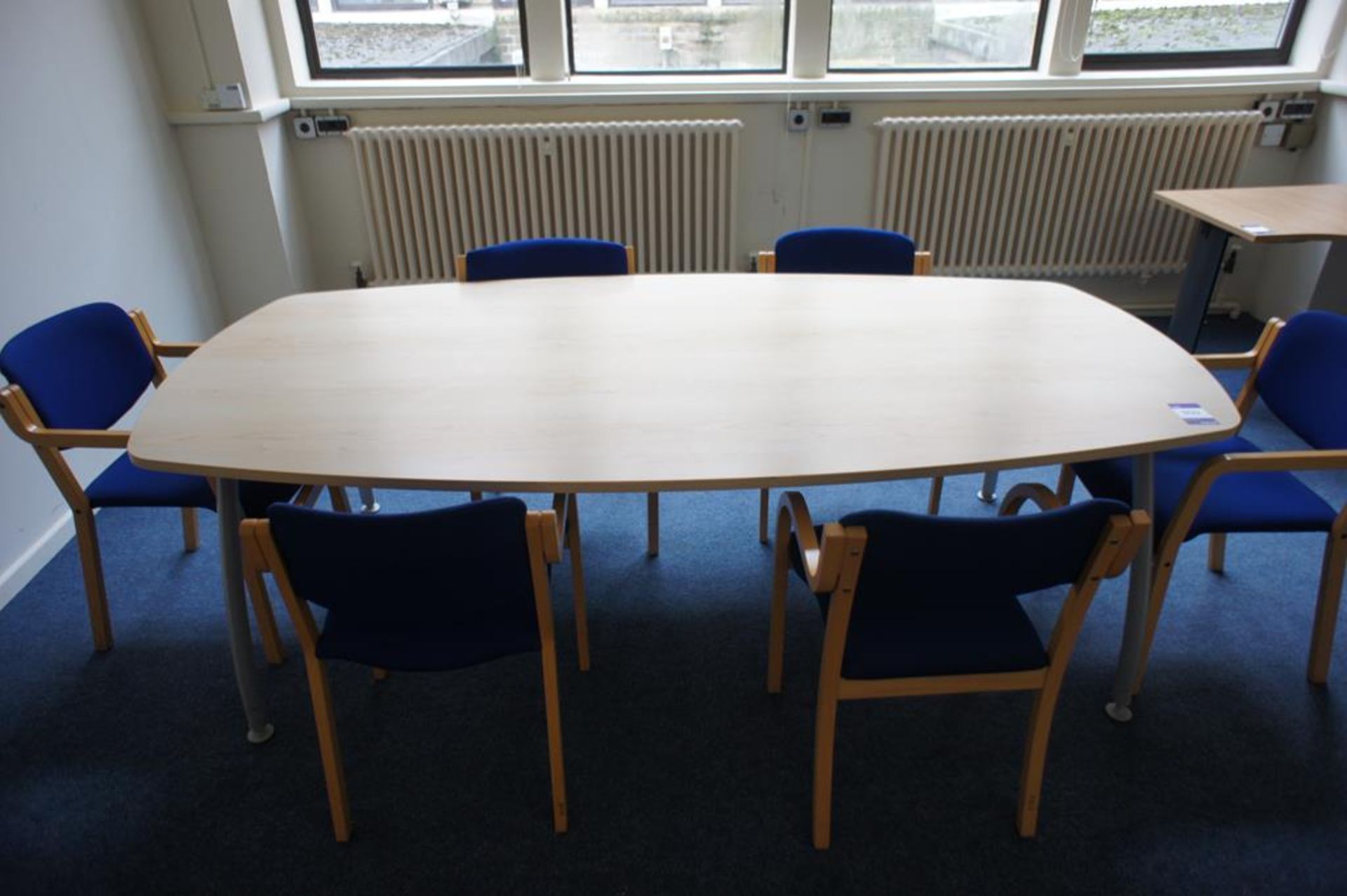 * Beech Effect Meeting Room Table 2400x1200mm with 6 Upholstered Meeting Chairs Photographs are - Image 6 of 7