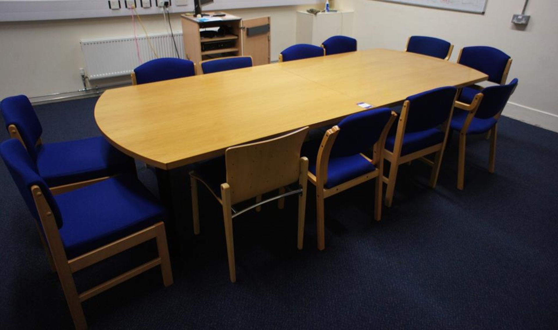 * Oak Effect Meeting Room Table 3000x1200mm, 12 Various Upholstered Meeting Chairs Photographs are - Image 4 of 7