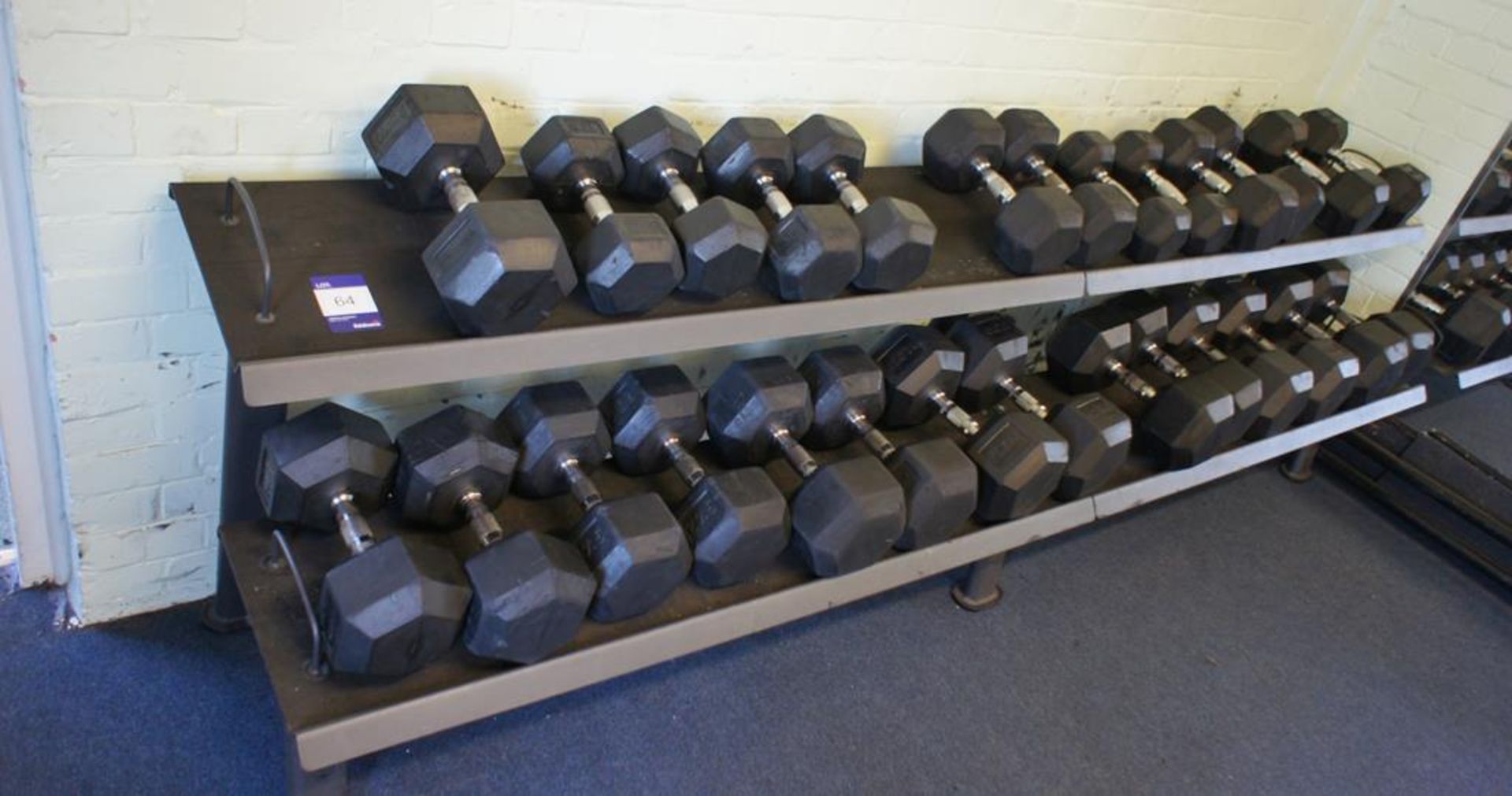 * Small Gym 2 Tier Dumb Bell Rack with 27 Tufftech Dumb Bells Weight Range 10Kg to 40Kg. Please note - Image 3 of 8