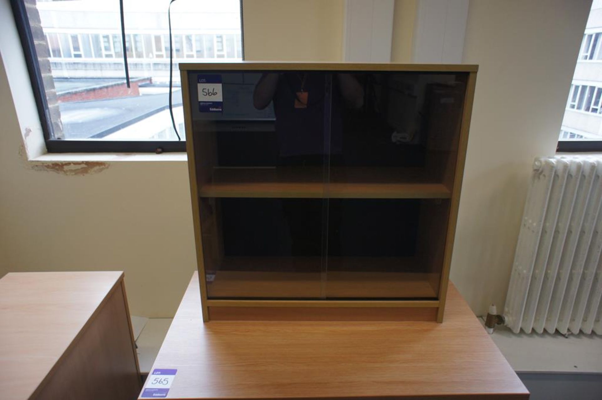 * Oak Effect Glazed Display Case 800x780x330mm Photographs are provided for example purposes only - Image 2 of 3