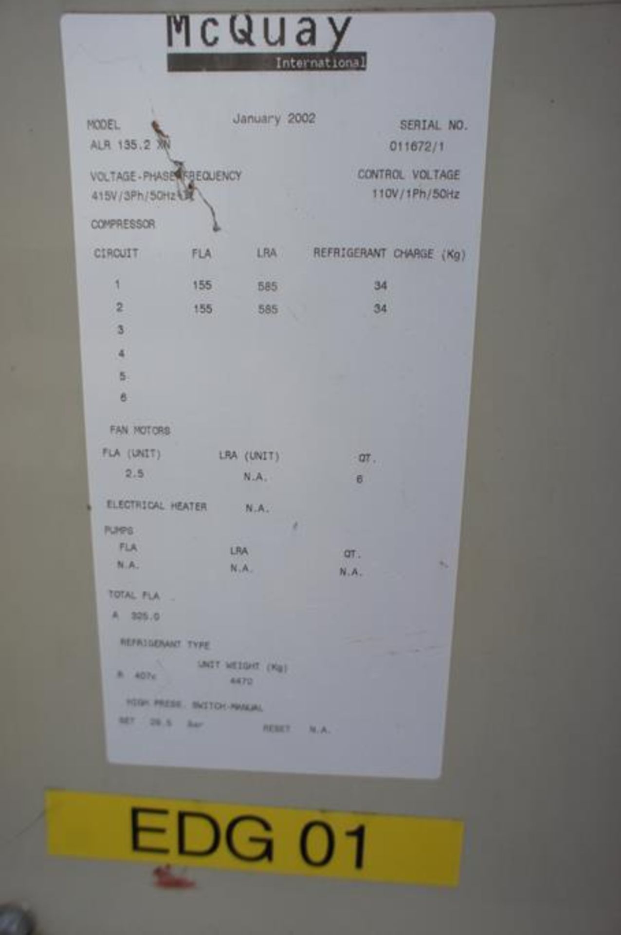 3 McQuay ALR 135.2 XN Air Conditioning Chillers, Year 2002. This Lot is Buyer to Remove. Please note - Image 32 of 32