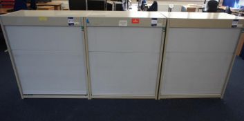 * 3 Flexiform Single Tambour Door Office Cabinets 1220x1000x500mm Photographs are provided for