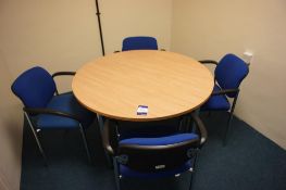 * Oak Effect Circular Meeting Table 1200mm Diameter with 4 Upholstered Meeting Chairs Photographs
