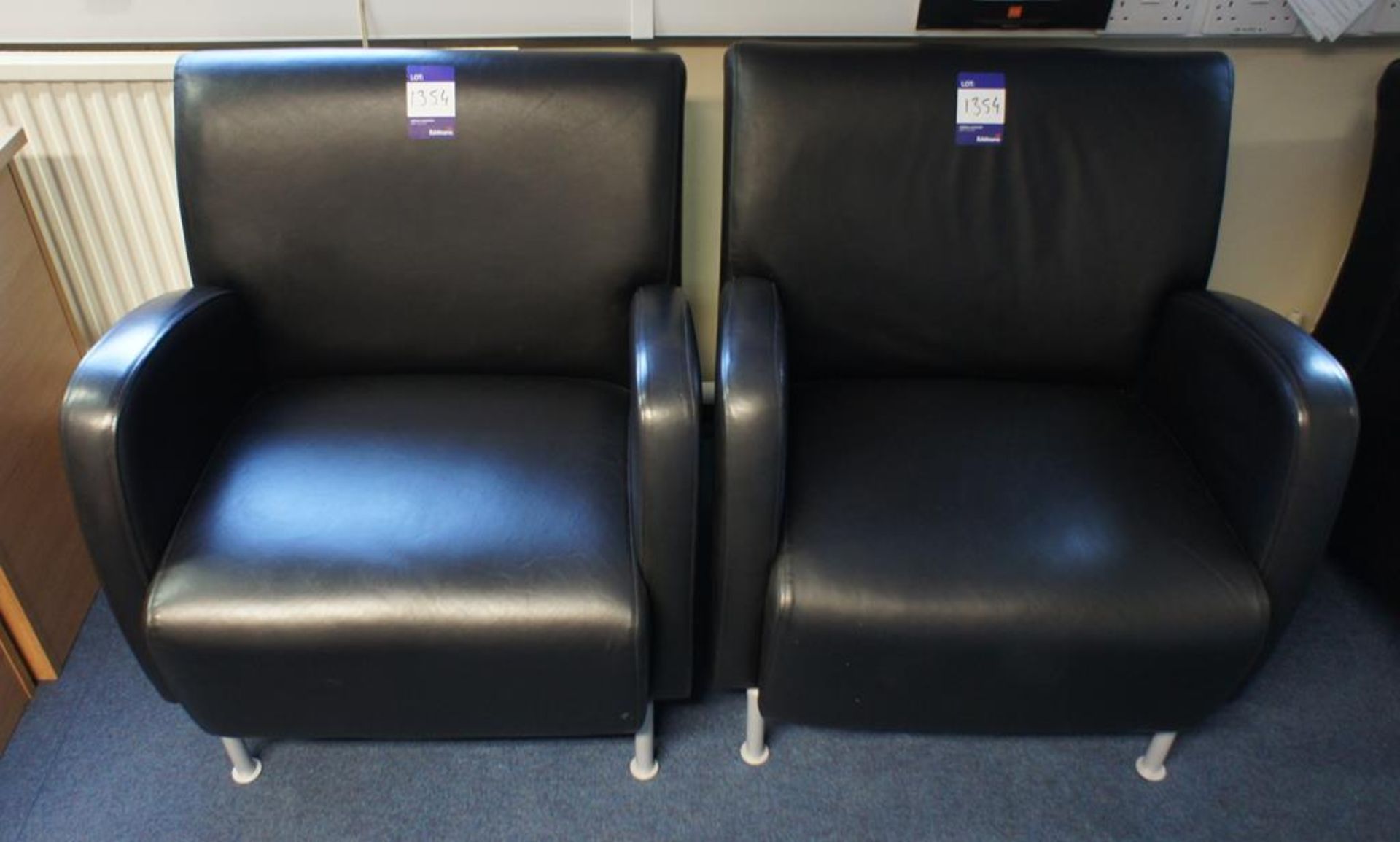 * 2 Leather Effect Breakout Chairs, Black Photographs are provided for example purposes only and