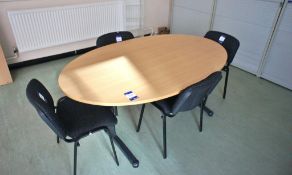 * Oak Effect Meeting Room Table with 4 Upholstered Meeting Chairs 1800x1100mm Photographs are
