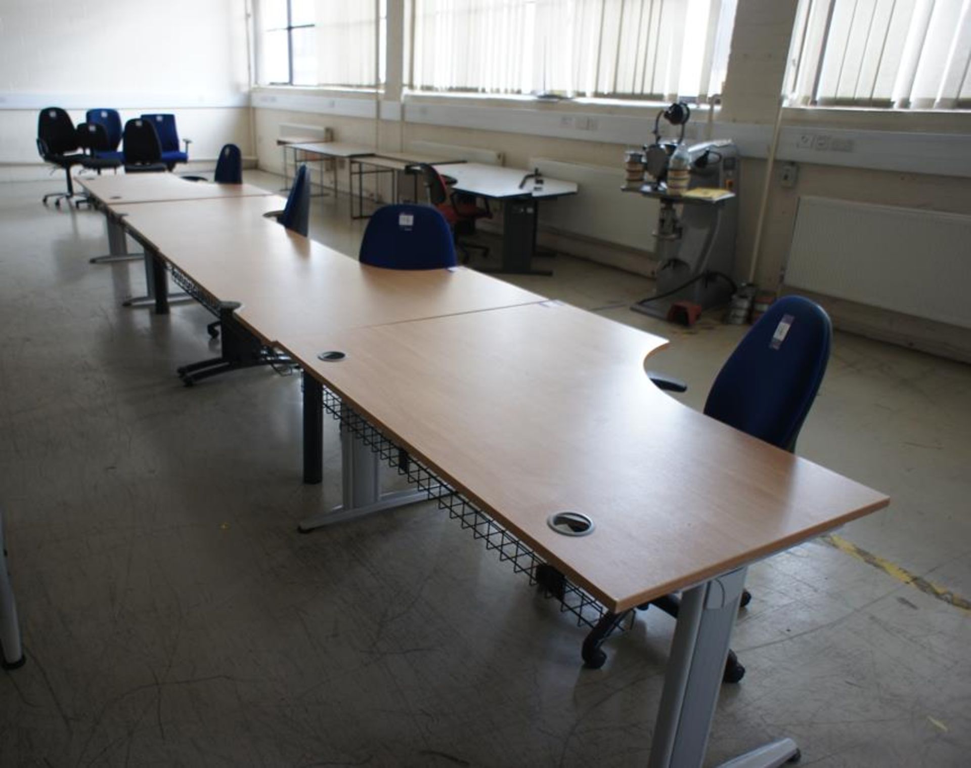 * 4 Various Oak Effect Desks with 4 Upholstered Office Chairs Photographs are provided for example - Image 4 of 4