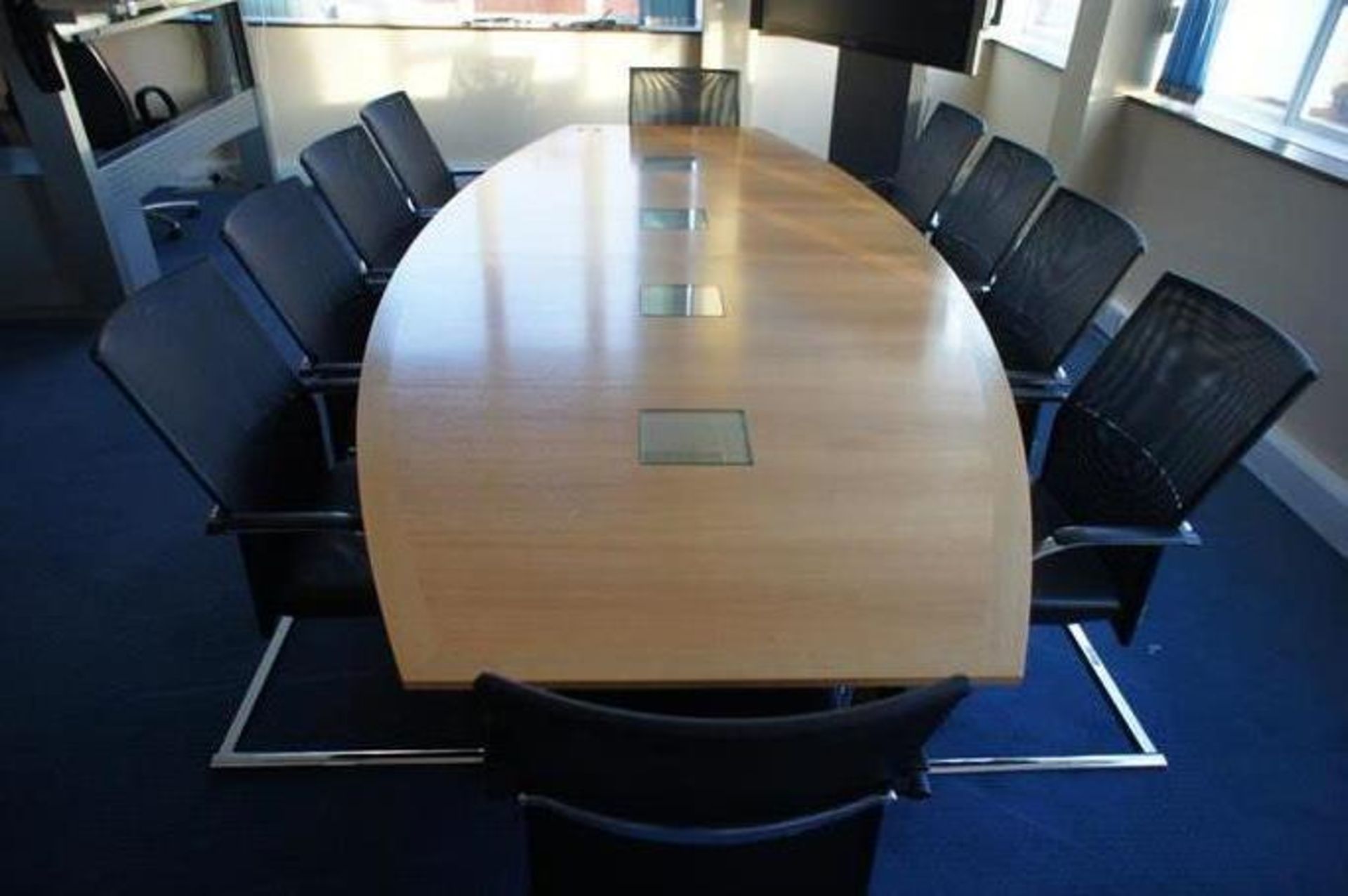 * Large Contemporary Board Room Table 3200 x 1500 with 10 x Dauphin Chrome Framed Executive Chairs