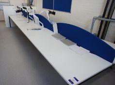 * 6 Person Work Station with Privacy Screens (overall dimensions 7200x1600mm) Photographs are