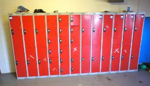 * 12 Various Units, Steel Personel Lockers, Red Photographs are provided for example purposes only