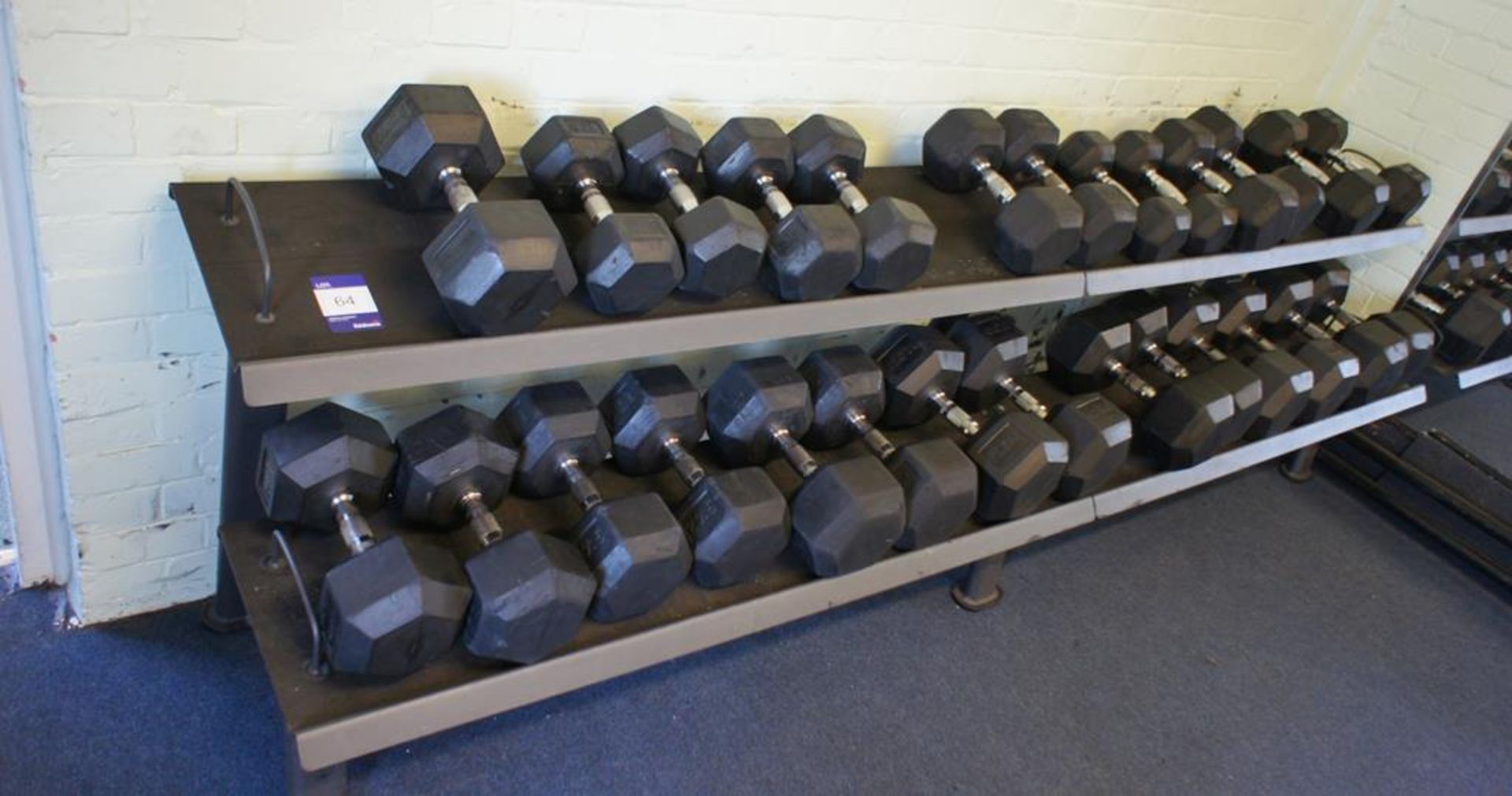 * Small Gym 2 Tier Dumb Bell Rack with 27 Tufftech Dumb Bells Weight Range 10Kg to 40Kg. Please note - Image 4 of 8