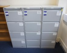 * 3 Bisley 4 Drawer Metal Filing Cabinets Photographs are provided for example purposes only and