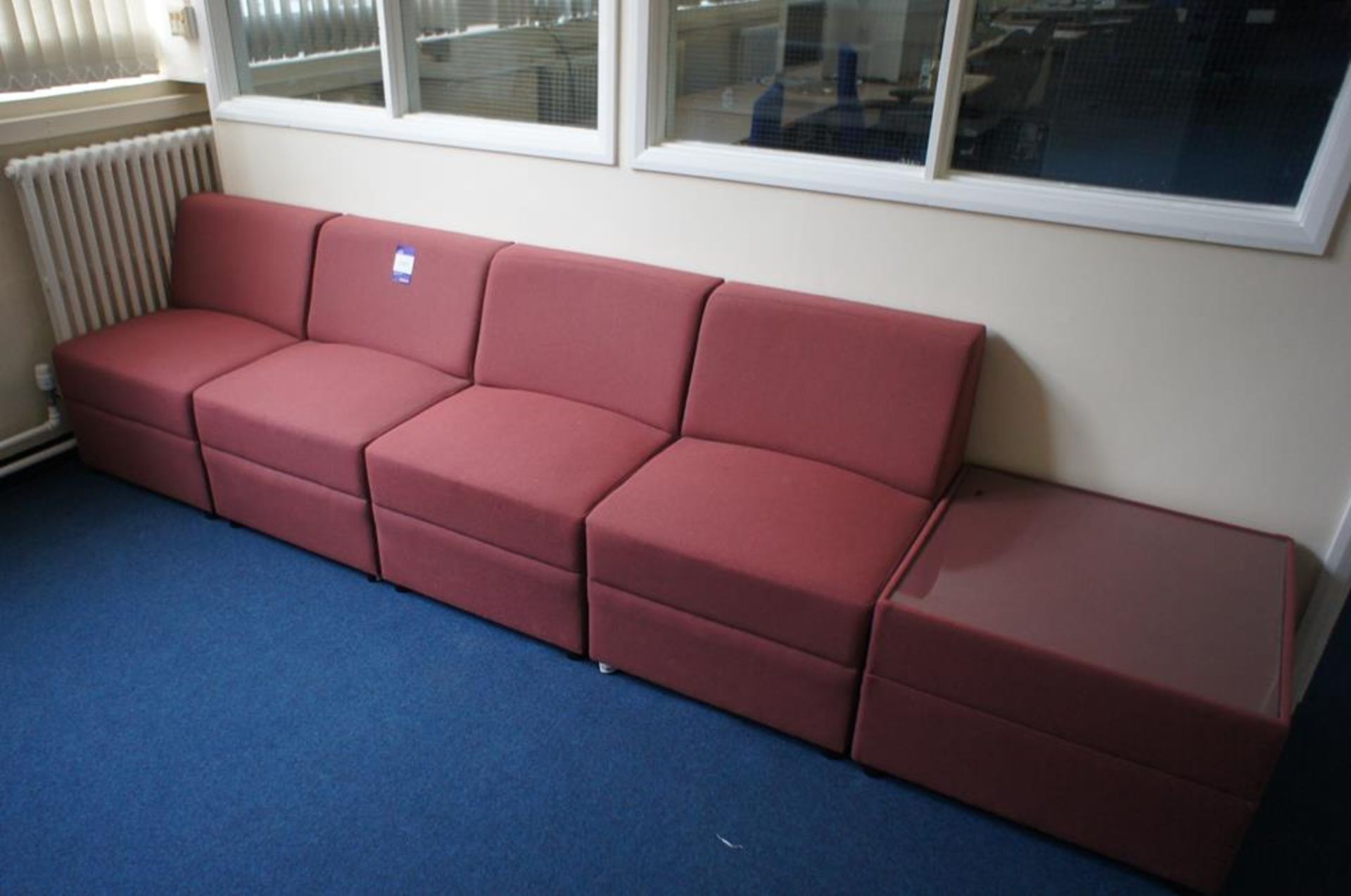 * 4 Upholstered Reception Chairs with Glass Top Coffee Table Photographs are provided for example - Image 3 of 3