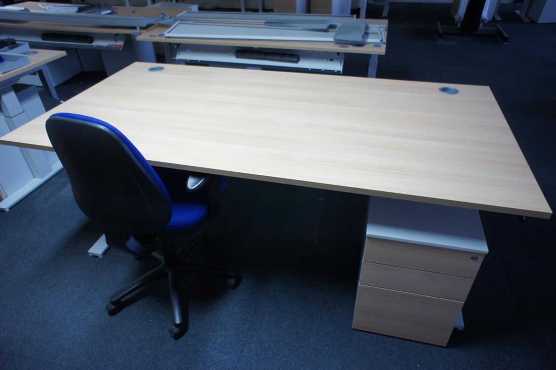 * Oak Effect Compiler Desk 2000 x 1000 with Rise & Fall adjustment with matching pedestal &