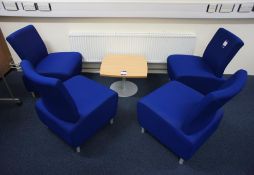 * Reception Cluster Compressing of 4 Upholstered Break-Out Chairs and Oak Effect Coffee Table