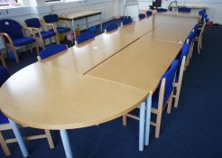 * Oak Effect Meeting Room Cluster Comprising of 6 Tables 1500x750mm, 2 Half Radius Desks 1500x750mm,