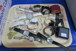 Selection of Buttons, a Brooch, Earrings and Necklace Set of Costume Jewellery and a Selection of Wa