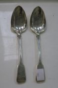 A pair of George IV Fiddlepattern Silver Tablespoons