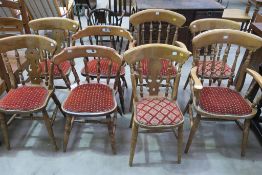 A composite set of eight Victorian Kitchen and Dining Chairs