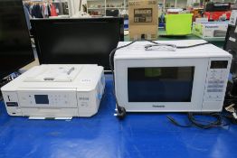 Techwood 22884 HD DVD Digital TV, Epson XP625 Printer and Panasonic NNE27JWM Microwave