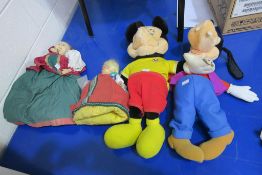 The Talking Mickey Mouse and Goofy Vintage Toys and Two Dolls